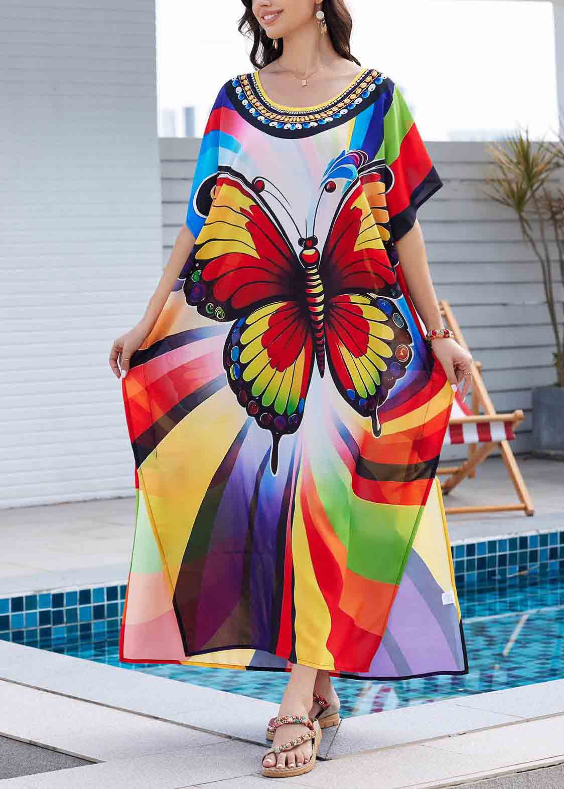 Chiffon Vacation Print Oversized Summer Beautiful Dress