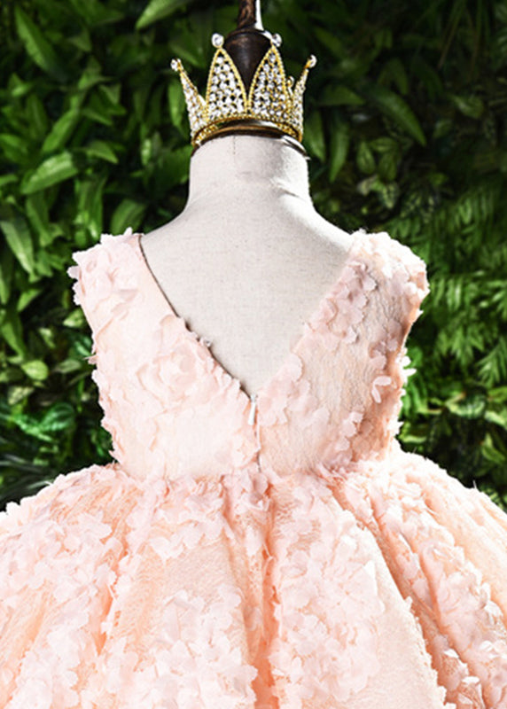 Beautiful Pink O-Neck Backless Girls Vacation Lace Maxi Dresses Summer YS026