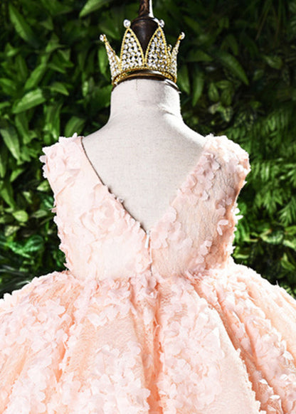 Beautiful Pink O-Neck Backless Girls Vacation Lace Maxi Dresses Summer YS026