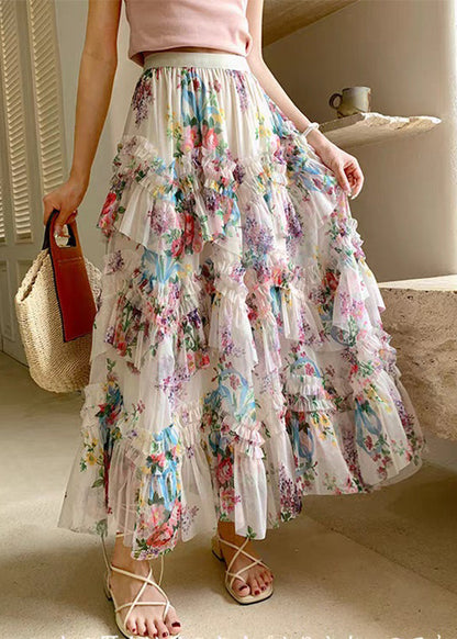 Ruffled Skirts Pink Tulle Patchwork Beautiful Asymmetrical