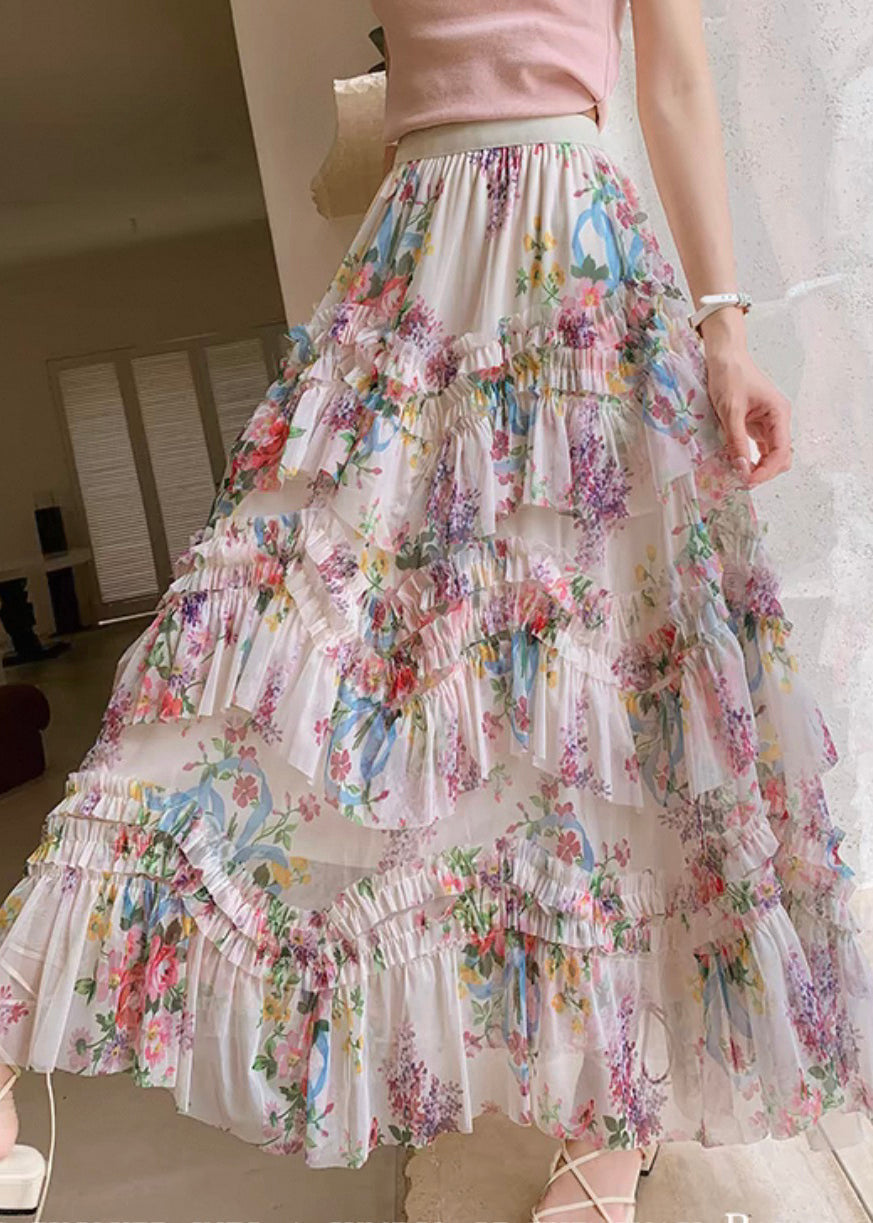 Ruffled Skirts Pink Tulle Patchwork Beautiful Asymmetrical