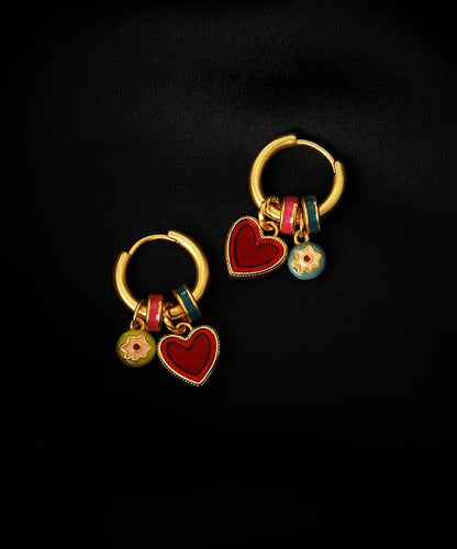 Beautiful Rainbow Sterling Silver Overgild Love Tassel Hoop Earrings YD025