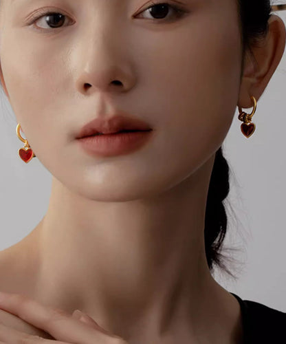 Beautiful Rainbow Sterling Silver Overgild Love Tassel Hoop Earrings YD025