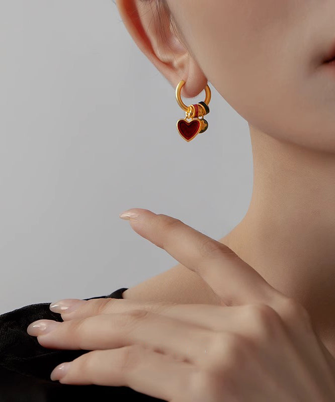 Beautiful Rainbow Sterling Silver Overgild Love Tassel Hoop Earrings YD025