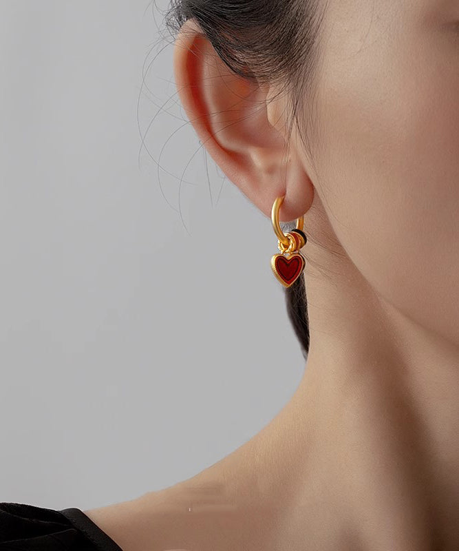 Beautiful Rainbow Sterling Silver Overgild Love Tassel Hoop Earrings YD025