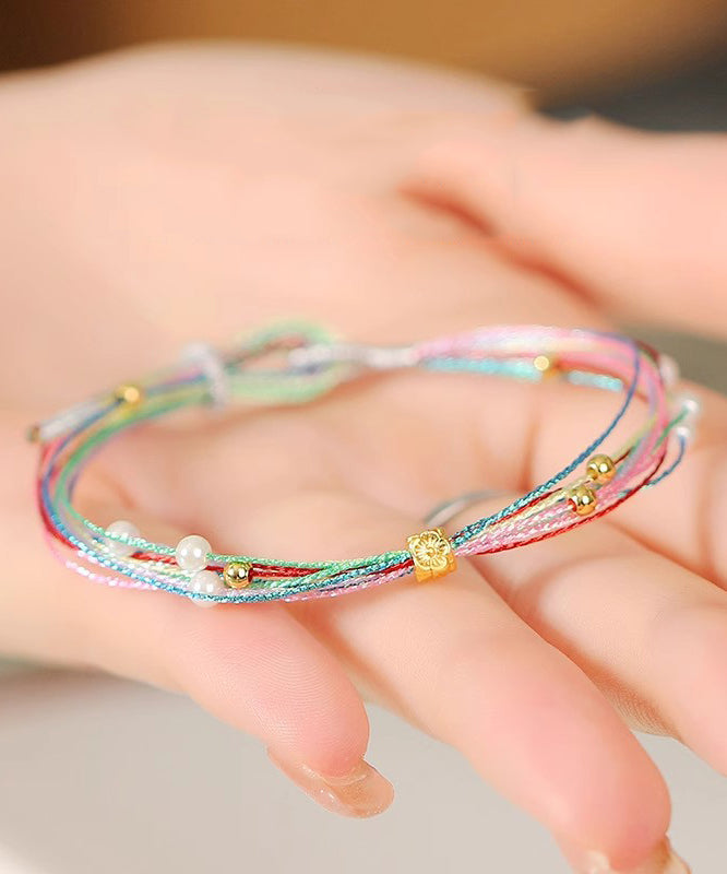Rainbow Floral Multicolored Bracelet Beautiful Charm Weaving