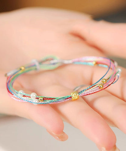 Rainbow Floral Multicolored Bracelet Beautiful Charm Weaving