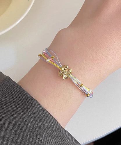 Rainbow Floral Multicolored Bracelet Beautiful Charm Weaving