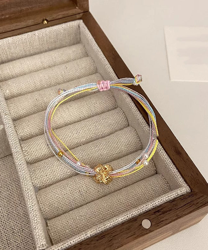 Rainbow Floral Multicolored Bracelet Beautiful Charm Weaving