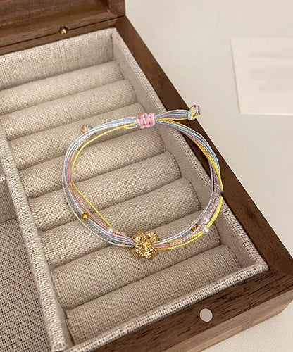 Rainbow Floral Multicolored Bracelet Beautiful Charm Weaving