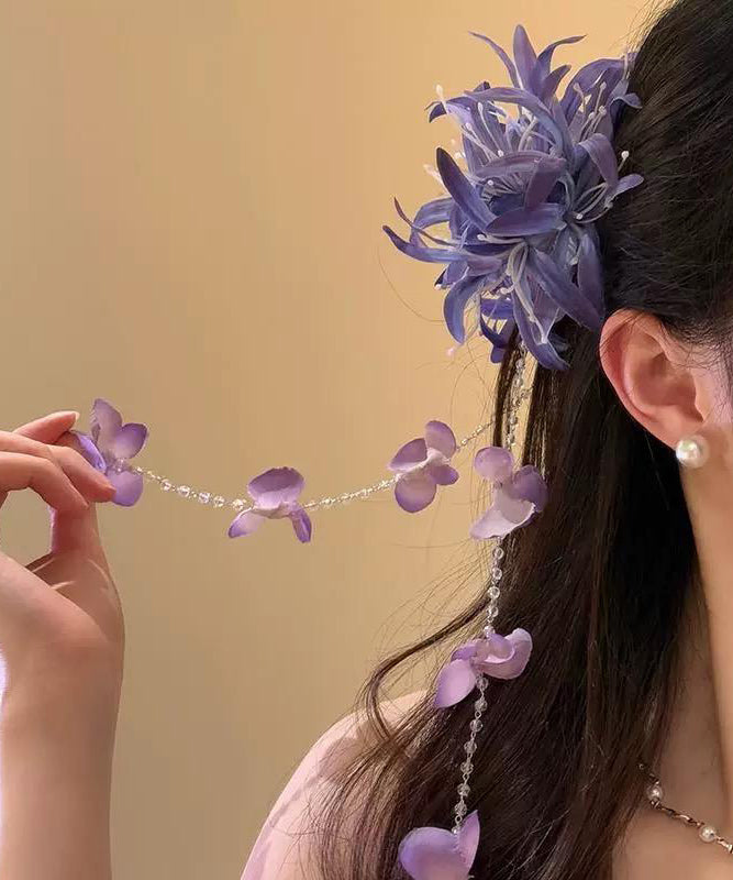 Beautiful Floral Tassel Pearl Hairpin Red Acrylic