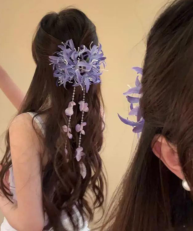 Beautiful Floral Tassel Pearl Hairpin Red Acrylic