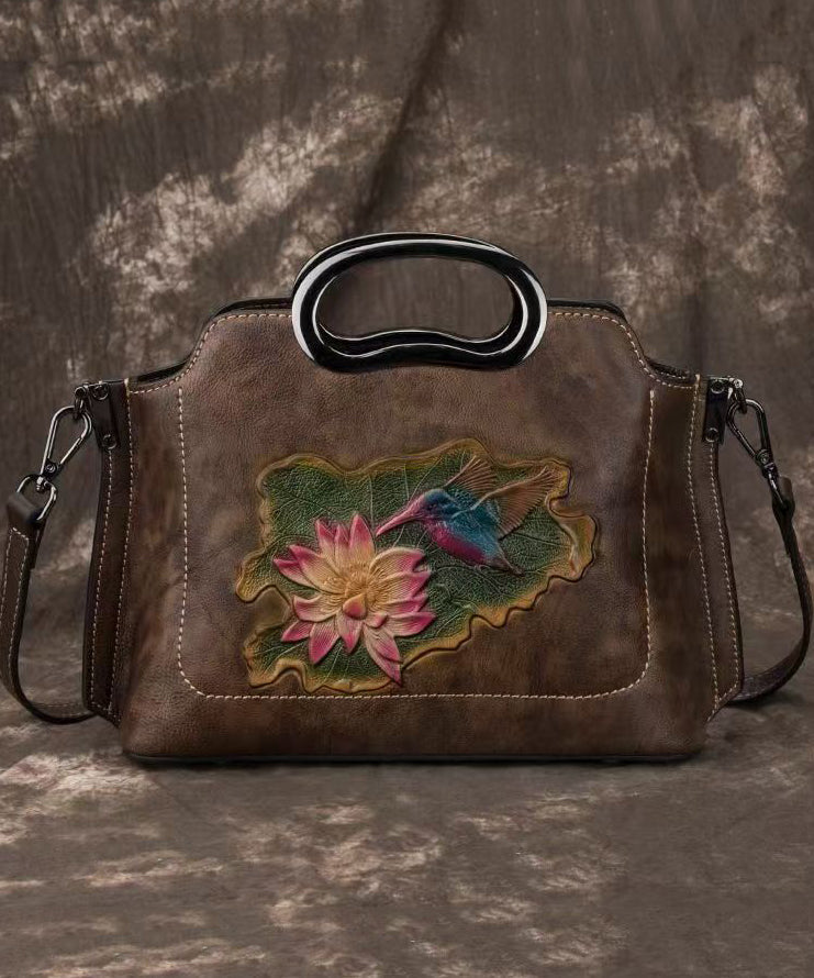 Tote Embossed Handbag Beautiful Calf Versatile Leather Red