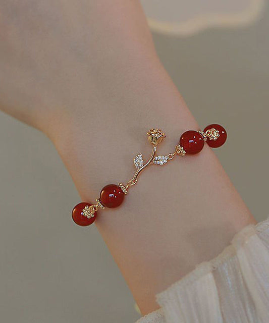 Sterling Zircon Charm Red Silver Beautiful Agate Overgild