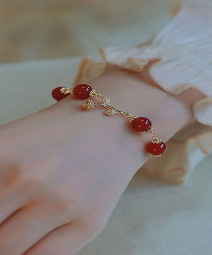 Sterling Zircon Charm Red Silver Beautiful Agate Overgild