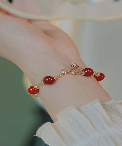 Sterling Zircon Charm Red Silver Beautiful Agate Overgild