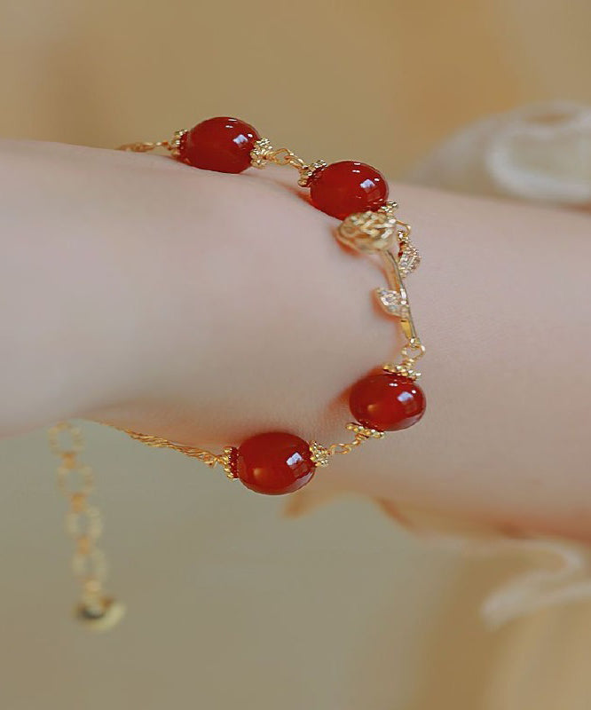 Sterling Zircon Charm Red Silver Beautiful Agate Overgild