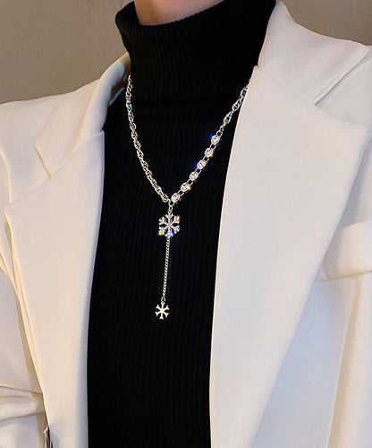 Pendant Alloy Necklace Beautiful Snowflake Silk Zircon