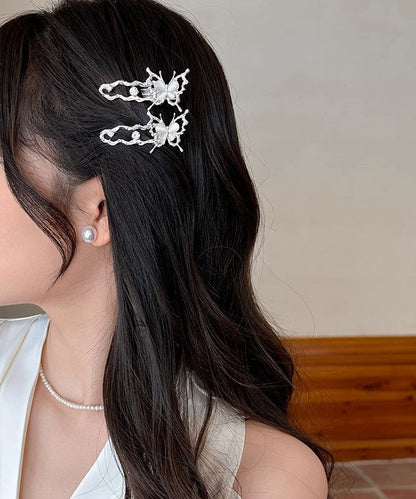 Silk Hairpin Zircon Hollow Beautiful Butterfly Floral Metal Out