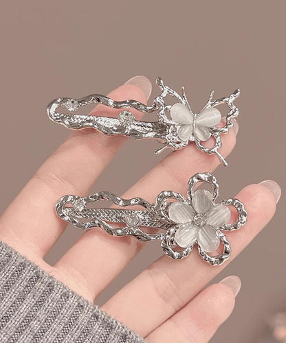 Silk Hairpin Zircon Hollow Beautiful Butterfly Floral Metal Out