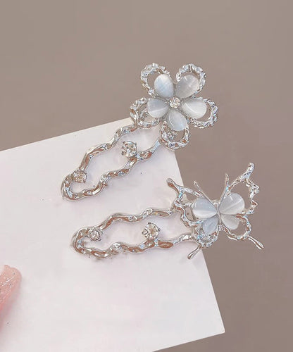 Silk Hairpin Zircon Hollow Beautiful Butterfly Floral Metal Out