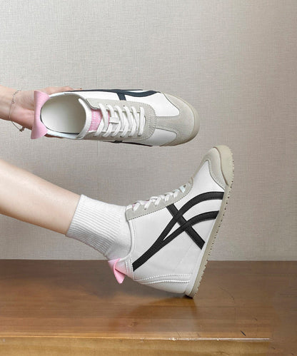 Splicing High Wedge Heels Leather Faux Shoes Beautiful Pink