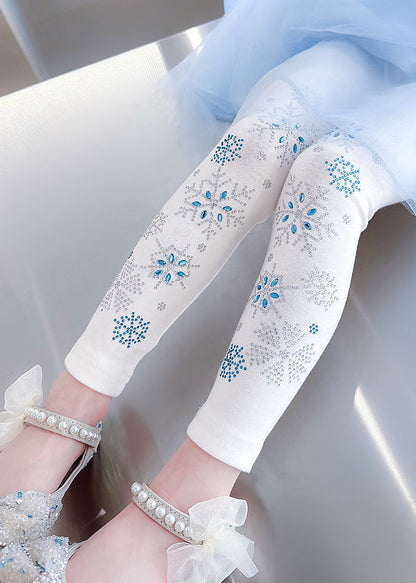 Beautiful White Nail Bead Sequins Girls Tights TV021