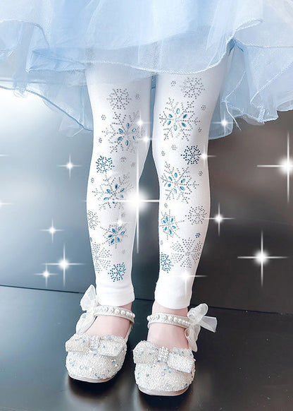 Beautiful White Nail Bead Sequins Girls Tights TV021