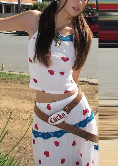 Vest Skirts Print Set Summer Beautiful And Pieces Maxi White Two