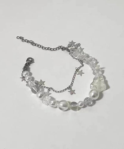 Stainless Steel Pearl Double-Layer Beautiful Charm Star White