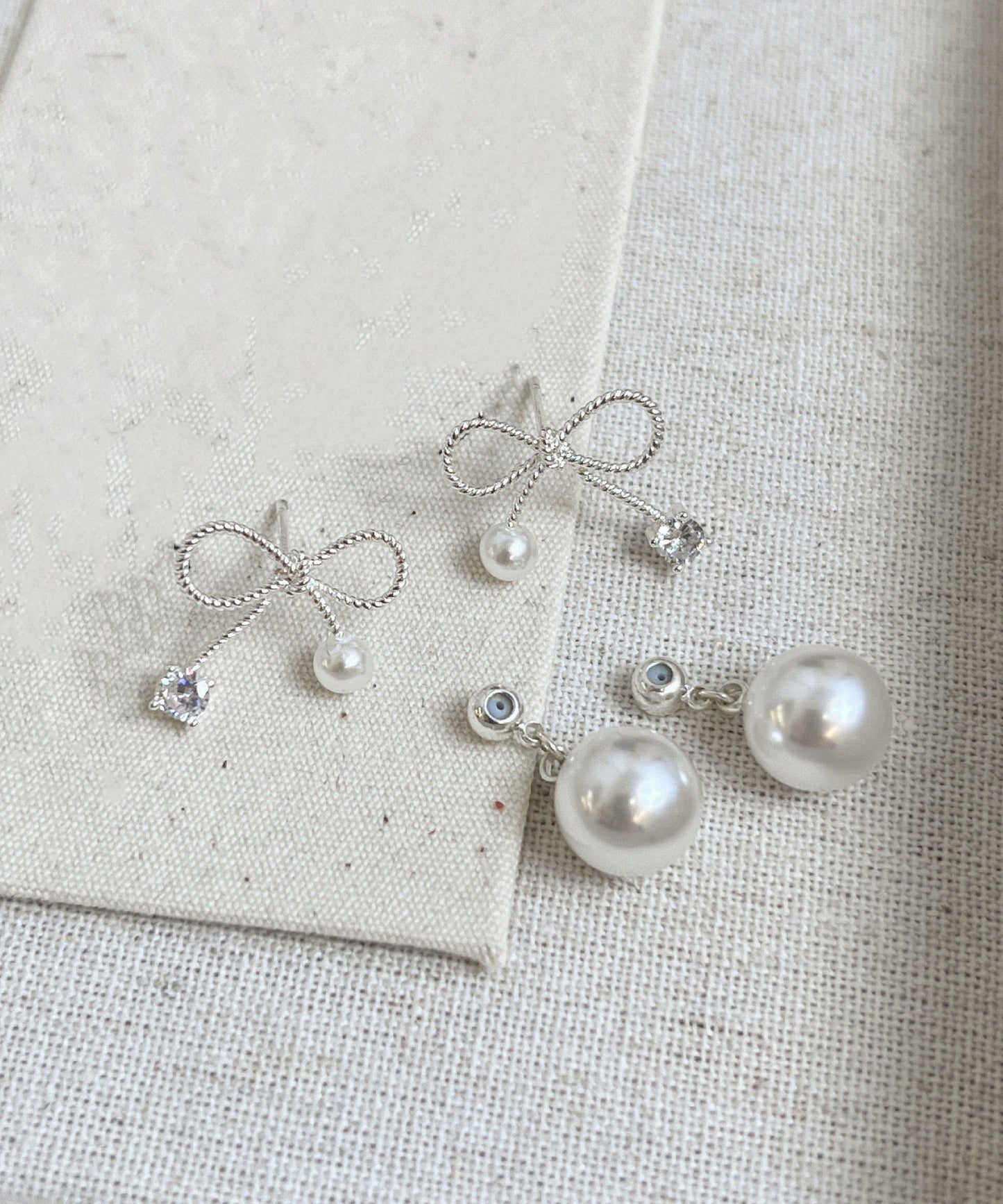Earrings White Sterling Bow Alloy Drop Beautiful Pearl Silver