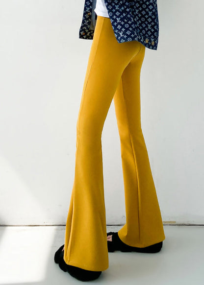 Beautiful Yellow High Waist Slim Fit Flared Trousers Spring YF008