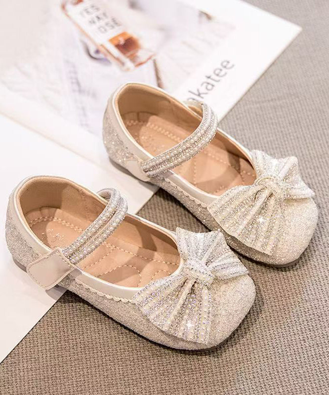 Bead Strap Fine Kids Princess Beige Bow Buckle Shoes Nail Girls