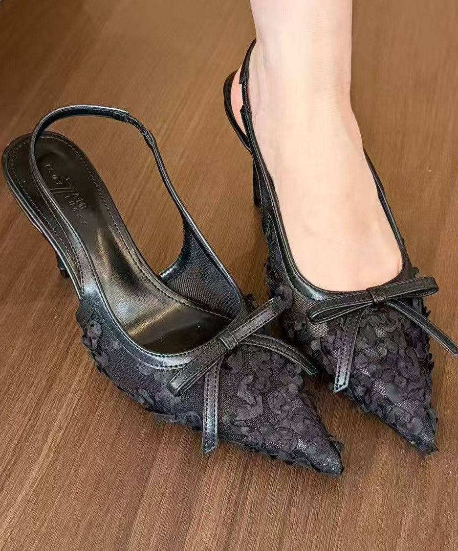 Tulle Sandals Heel High Faux Splicing Stylish Beige Leather