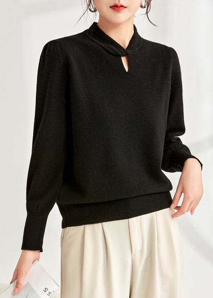 Beige Solid Loose Wool Knit Sweater Hollow Out Spring TF020