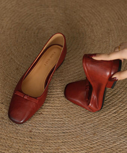 Splicing Black Flats Cowhide Bow Leather Comfortable