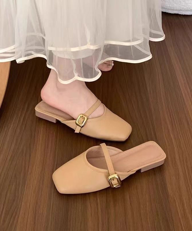 Splicing Sandals Slide Faux Comfortable Black Leather