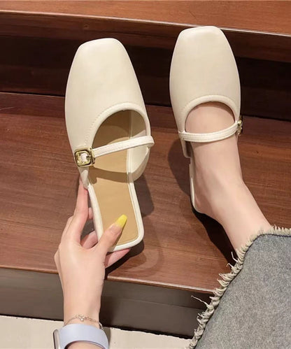 Splicing Sandals Slide Faux Comfortable Black Leather