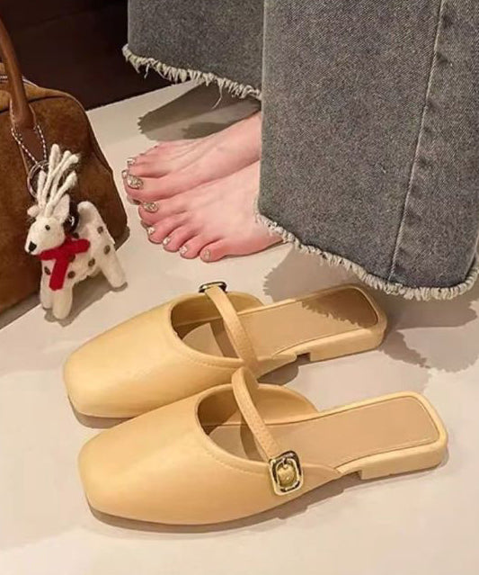 Splicing Sandals Slide Faux Comfortable Black Leather