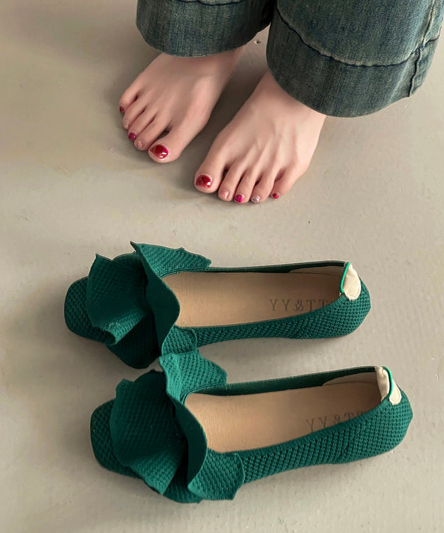 Shoes Splicing Fabric Flat Black Comfy Knit Ruffled