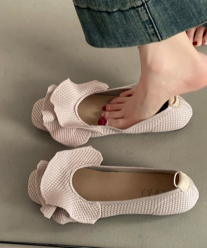 Shoes Splicing Fabric Flat Black Comfy Knit Ruffled