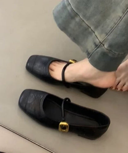 Splicing Black Women For Cowhide Leather Chic Shoes Flat