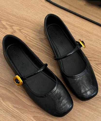 Splicing Black Women For Cowhide Leather Chic Shoes Flat