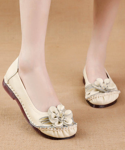 For Black Shoes Soft Flat Leather Splicing Cowhide Women
