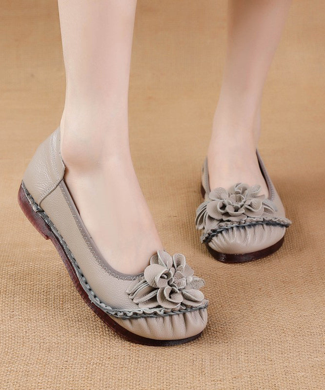 For Black Shoes Soft Flat Leather Splicing Cowhide Women