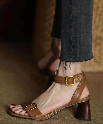 Heels High Black Sandals Splicing Toe Leather Faux Peep