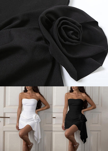 Summer High Dresses Cold Black Shoulder Waist Solid