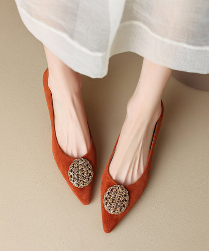 Pointed Splicing Kitten Toe High Black French Heels Suede