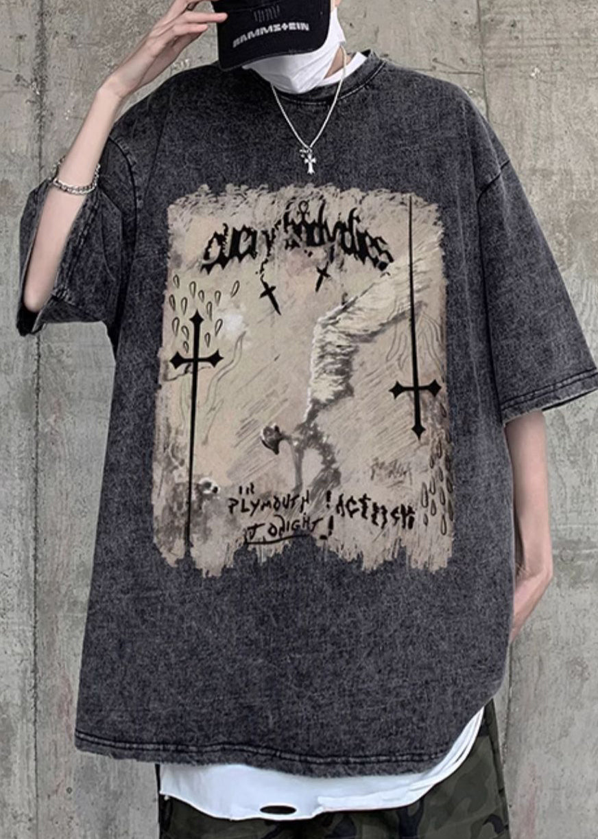 O Black T Cotton Graphic Mens Shirts Neck Design Original Half