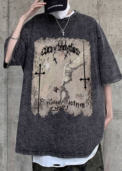 O Black T Cotton Graphic Mens Shirts Neck Design Original Half